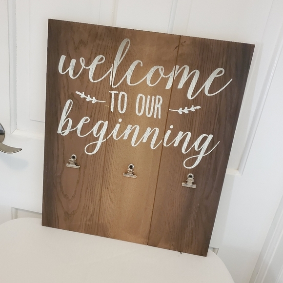 Wedding/Bridal, "Welcome to our Beginning" Picture holder 15.75 x 18 Sign - Picture 5 of 6